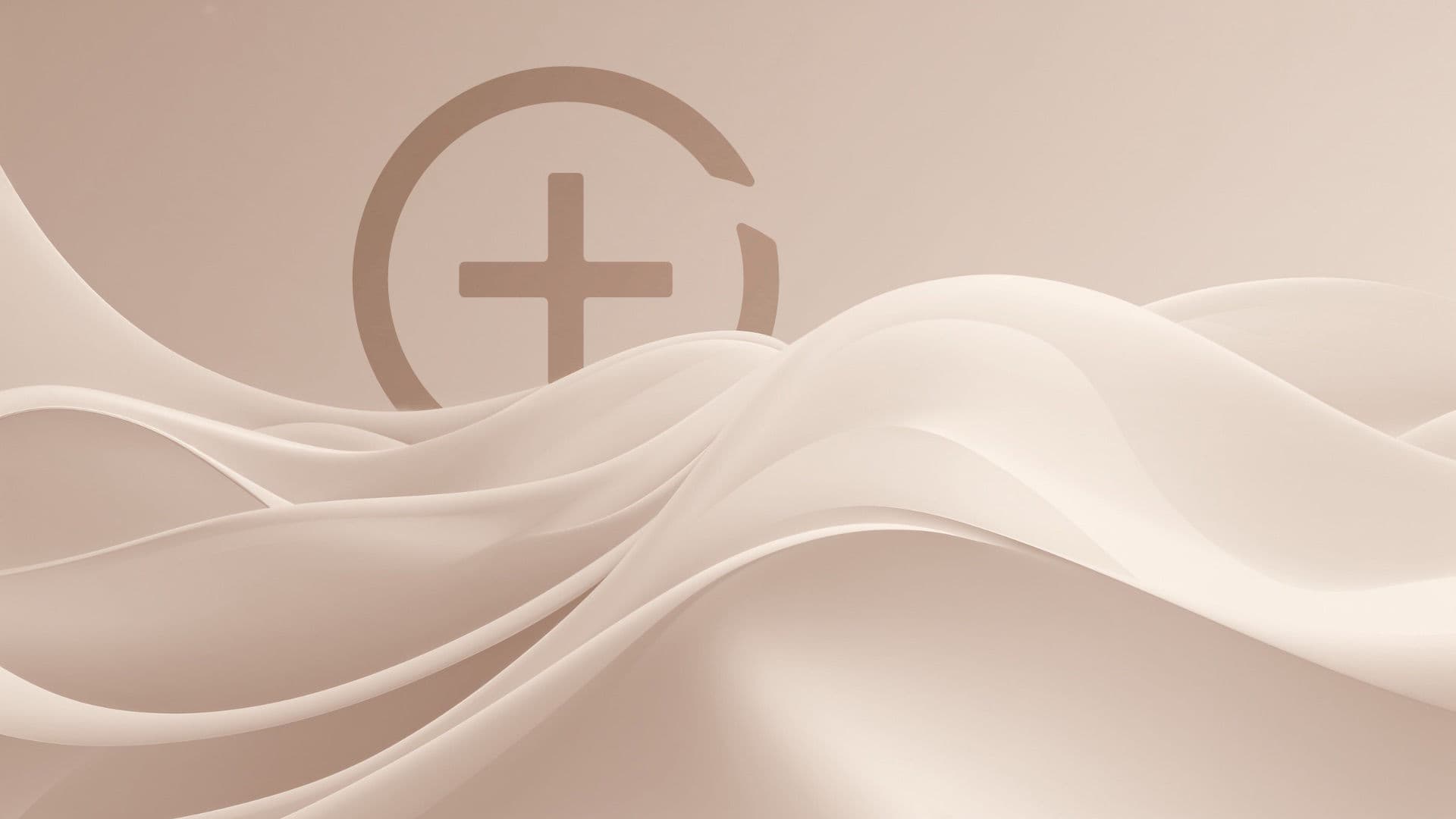 Create - Abstract flowing waves with plus symbol in sand color
